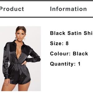 Black Satin Shirt Romper